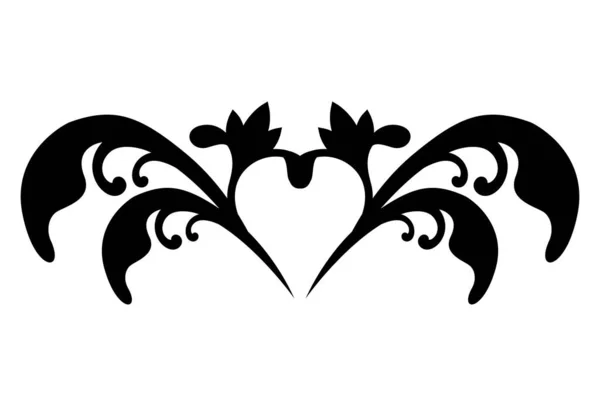 Ornamento com design de vetor de ícone de estilo de silhueta de forma cardíaca — Vetor de Stock