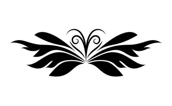 Folhas em forma de ornamento com curvas silhueta estilo ícone vetor design — Vetor de Stock