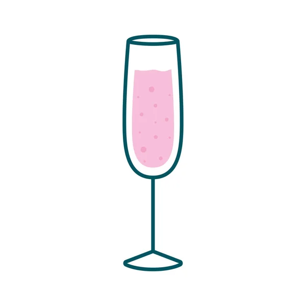 Champagne coupe en verre ligne et remplissage style icône vectoriel design — Image vectorielle