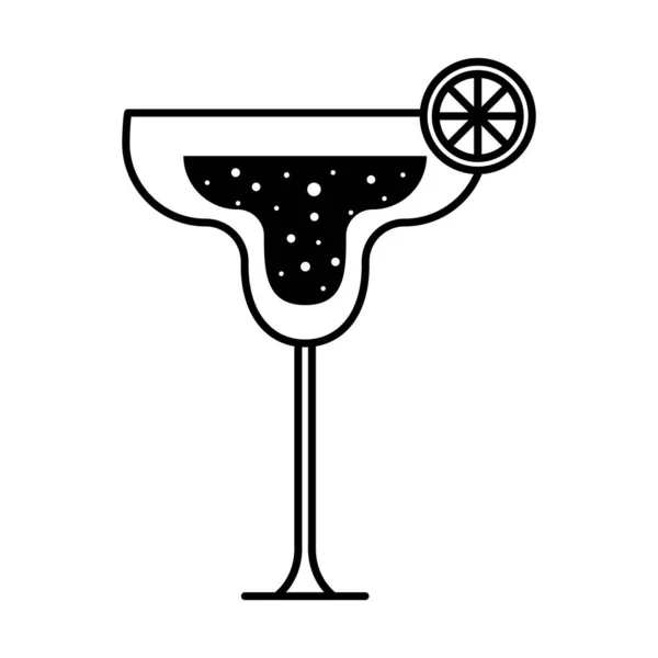 Copo de vidro de cocktail margarita com design de vetor ícone de estilo silhueta de limão —  Vetores de Stock