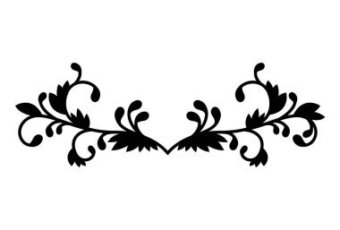 Yaprak şekilli süs silueti biçim ikon vektör tasarımı