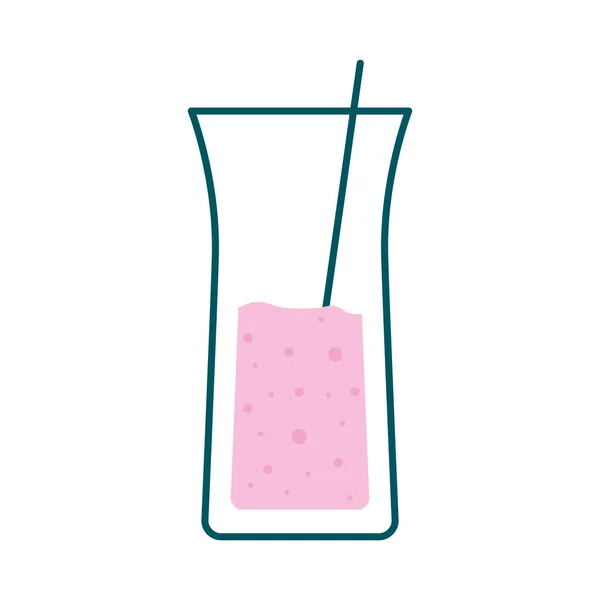 Cocktail glazen beker met strolijn en vul stijl pictogram vector ontwerp — Stockvector