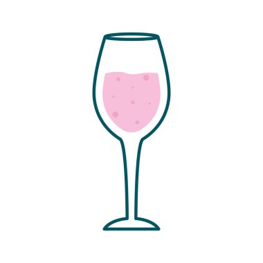 beyaz şarap bardağı hattı ve biçim ikonu vektör tasarımını doldur