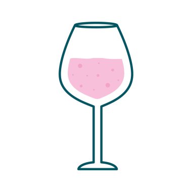 şarap kadehi çizgisi ve biçim ikonu vektör tasarımı