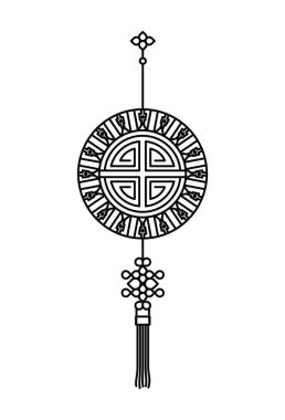 İzole edilmiş Çin servet askısı çizgisi biçim vektör tasarımı