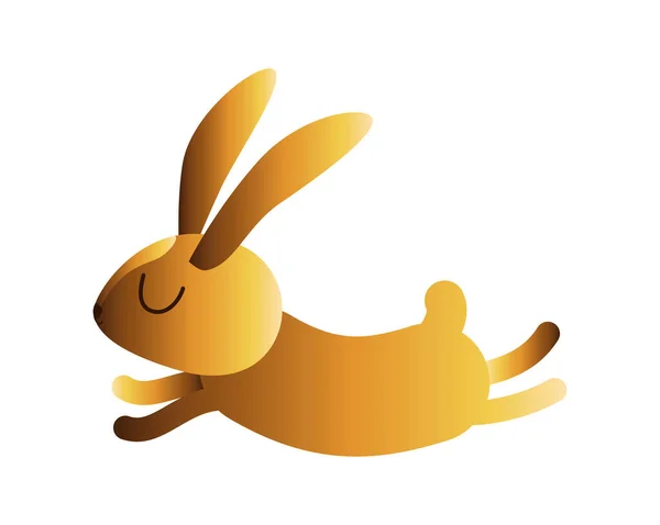 Cute gold rabbit cartoon jumping vector design — Stock Vector