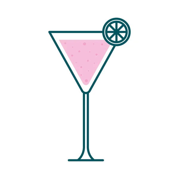 Martini üveg pohár citrom vonal és töltse ki a stílus ikon vektor design — Stock Vector