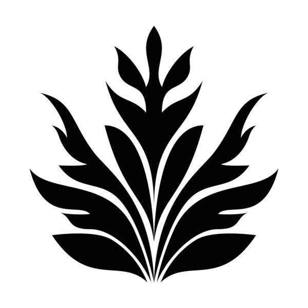 Feuilles en forme d'ornement silhouette style icône vectoriel design — Image vectorielle
