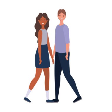 Bir çift siyah kadın ve erkek avatarları vektör tasarımı