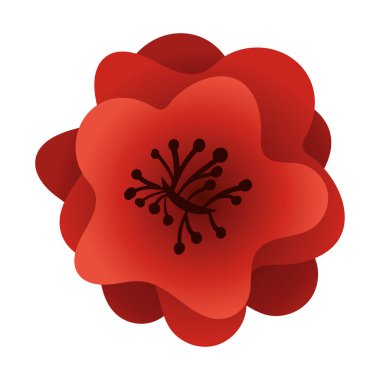 İzole edilmiş Çin kırmızı çiçek ikonu vektör tasarımı