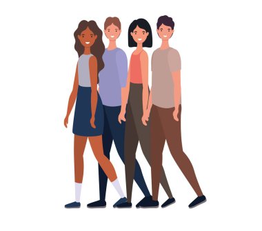 Kadınlar ve erkekler çizgi film vektör tasarımı avatarları