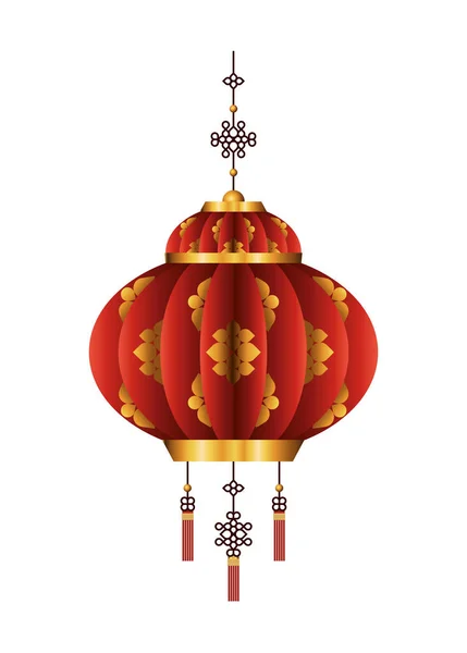 Isolated chinese red with gold lantern vector design — Stock Vector