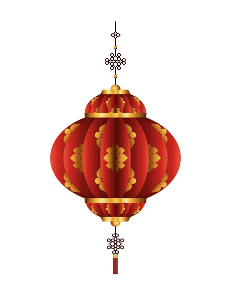 Isoliertes chinesisches Rot mit goldenem Laternen-Vektor-Design — Stockvektor