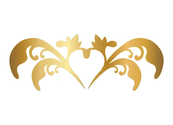 Zlatá ozdoba s vektorovým designem tvaru srdce — Stockový vektor