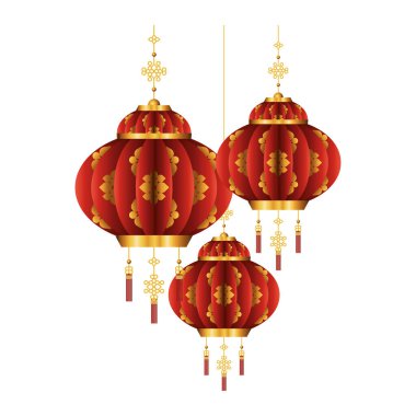 Altın fenerli Çin kırmızısı vektör tasarımı