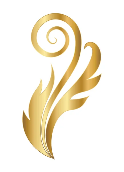 Gouden blad vormige ornament met kromme vector ontwerp — Stockvector