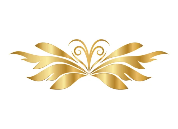 Ornamento a forma di foglie d'oro con design vettoriale curve — Vettoriale Stock