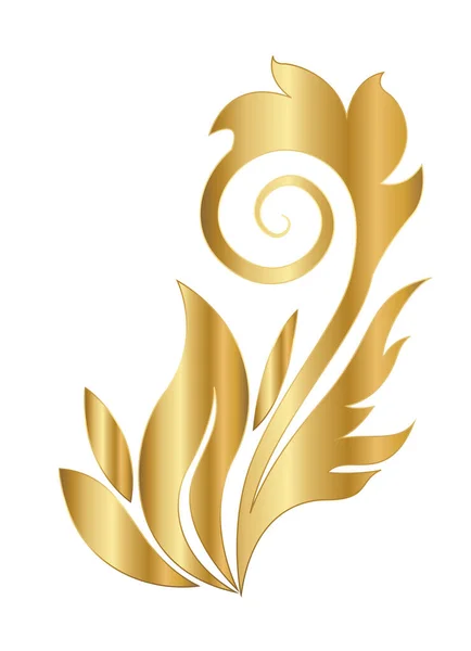 Gouden blad vormige ornament met kromme vector ontwerp — Stockvector