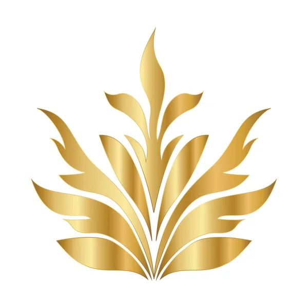 金の葉の形の装飾ベクトルデザイン — ストックベクタ