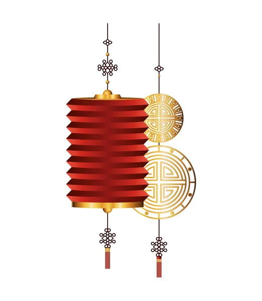 中国红与金灯笼和幸运衣架矢量设计 — 图库矢量图片