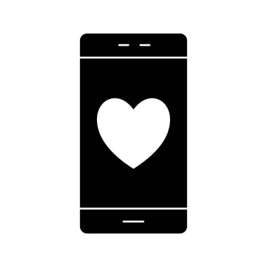 Kalp siluet biçimi simge vektör tasarımlı akıllı telefon