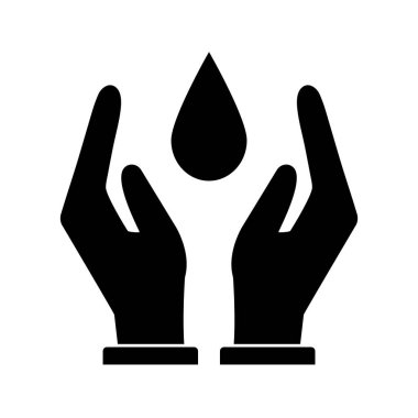 Eller arasında su damla siluet biçim ikon vektör tasarımı