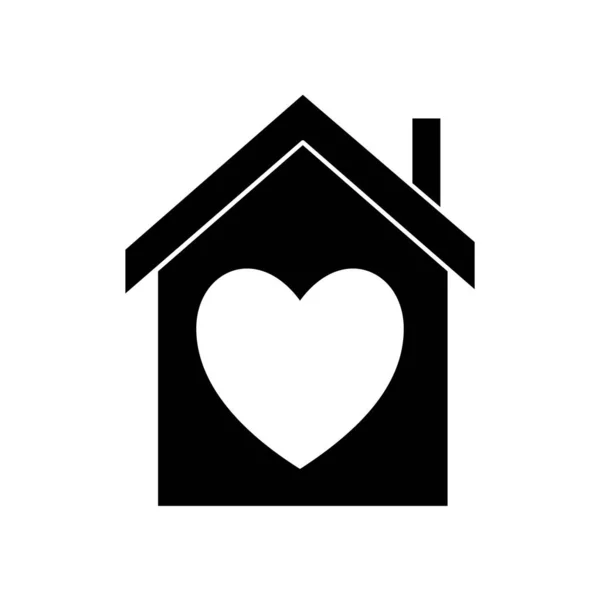 Corazón en casa silueta estilo icono diseño de vectores — Vector de stock