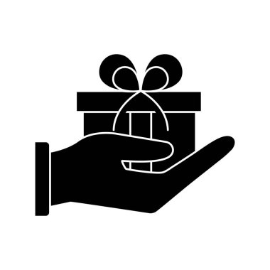 El silueti biçim ikon vektör tasarımında hediye