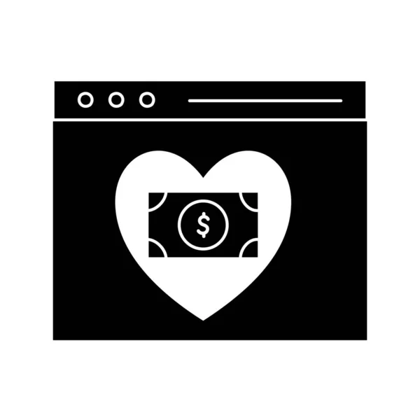 Strona darowizny z rachunek wewnątrz serca sylwetka styl ikona wektor projekt — Wektor stockowy
