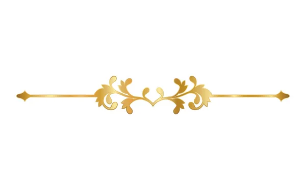 Złota ozdoba w kształcie strzałki z zakrzywionymi liśćmi wektor projektu — Wektor stockowy
