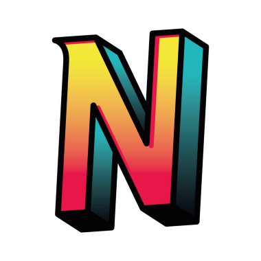 3d n harf vektör tasarımı