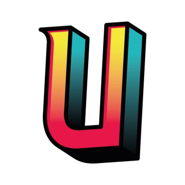 3d u harf vektör tasarımı
