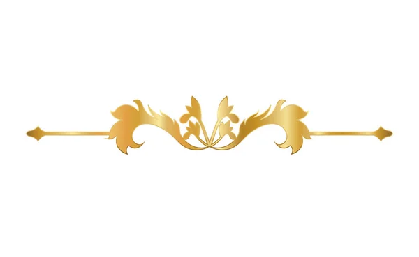 Zlatá ozdoba ve tvaru šipky se zakřivenými listy vektorový design — Stockový vektor