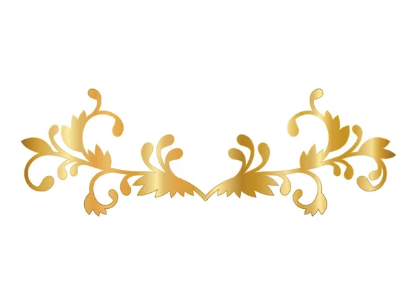 Ornamento in oro curvato a forma di foglia disegno vettoriale — Vettoriale Stock