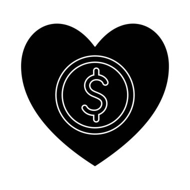 Kalp silueti biçim vektör tasarımı içinde para