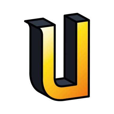 3d u harf vektör tasarımı