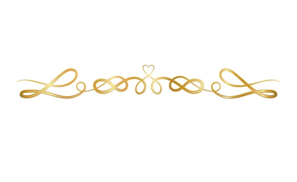 Gold ornament in ribbon shaped with heart in center vector design — Stock Vector