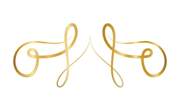 Zlatá ozdoba ve tvaru stuhy s vektorovým designem křivek — Stockový vektor
