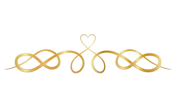 Guld prydnad i band formad med hjärta i centrum vektor design — Stock vektor