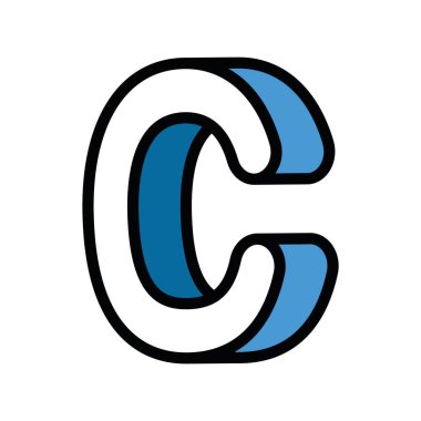 3d c harf vektör tasarımı