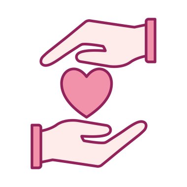 El çizgisi ve biçim ikonu vektör tasarımı arasındaki kalp