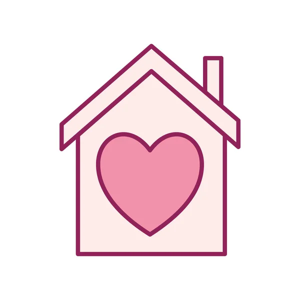 Corazón en la línea de la casa y el estilo de relleno icono de diseño vectorial — Archivo Imágenes Vectoriales