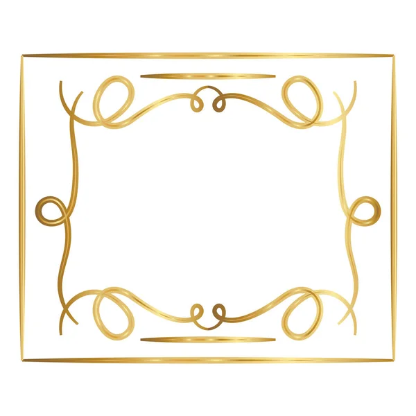 Gold Ornament Rahmen mit Kurven Vektor-Design — Stockvektor