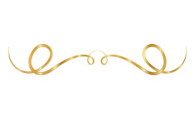 eğri vektör tasarımlı kurdele şeklinde altın süsleme