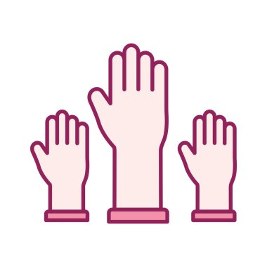 üç el yukarı çizgi ve biçim ikonu vektör tasarımını doldur