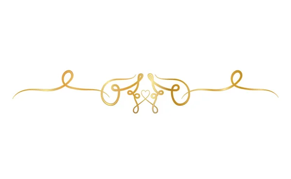Золотой орнамент в форме ленты с сердцем в центре векторного дизайна — стоковый вектор
