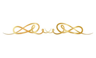 eğri vektör tasarımlı kurdele şeklinde altın süsleme