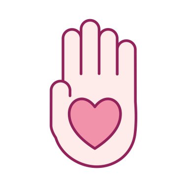 kalp el çizgisinde ve biçim ikonu vektör tasarımını doldur