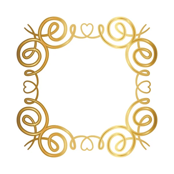 Moldura de ornamento de ouro com corações formas de design vetorial —  Vetores de Stock