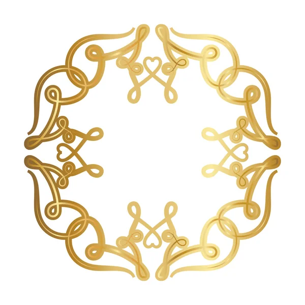 Marco de ornamento de oro con corazones formas diseño vectorial — Vector de stock